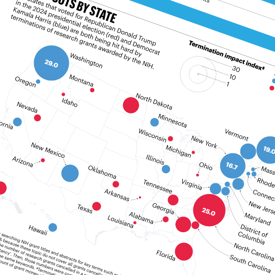 Snippets of an infographic showing a map of the United States with a bar chart